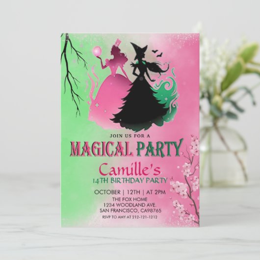 Magical Witchy Birthday Kaart (Staand voorkant)