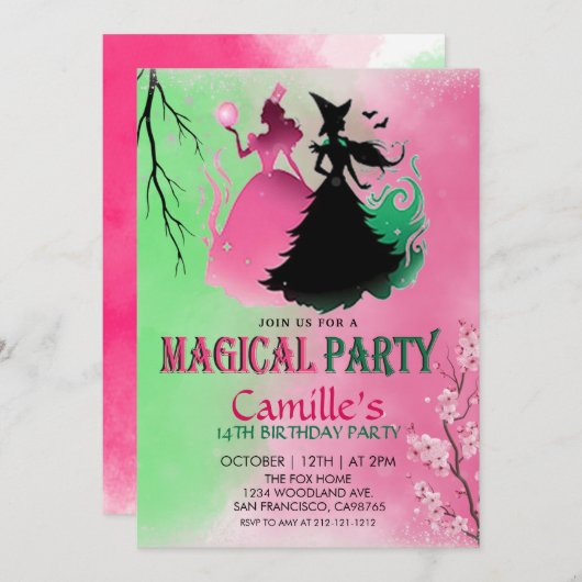 Magical Witchy Birthday Kaart (Voorkant / Achterkant)