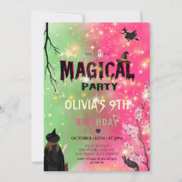 Magical Witchy Girl Birthday Kaart