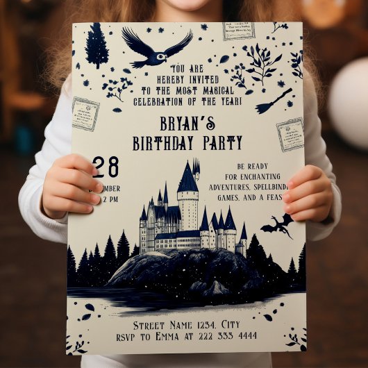 Magical Wizard Castle Verjaardagsfeest Kaart