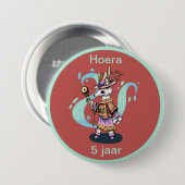 Magical wolf 5 jaar hoera ronde button 7,6 cm (Voorkant /achterkant)