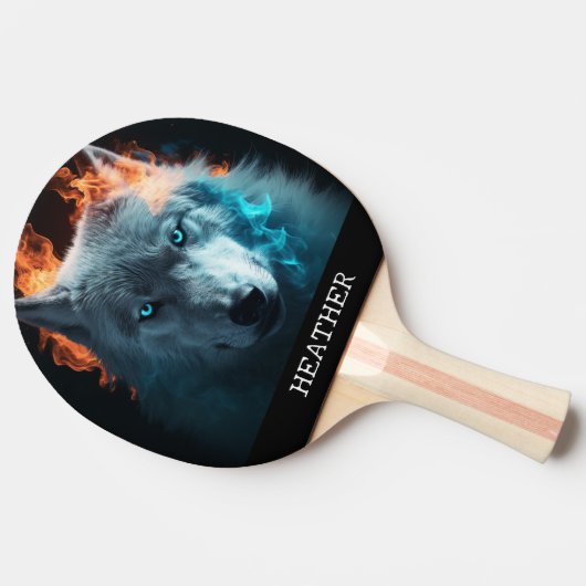 Magical Wolf Fantasy Monogram Tafeltennisbatje (Zijkant)