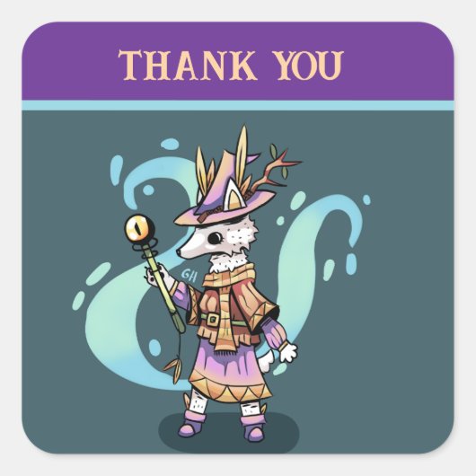Magical wolf, Thank You Vierkante Sticker (Voorkant)
