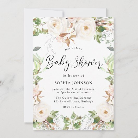 Magical Wonderland Greenery Blush Baby shower Kaart (Voorkant)