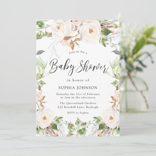 Magical Wonderland Greenery Blush Baby shower Kaart (Staand voorkant)