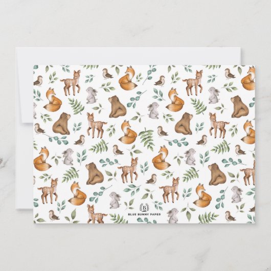 Magical Woodland Animals Foto geboorteaankondiging Kaart (Achterkant)