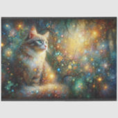 Magical Woodland Cat Fantasy Floral Decoupage Tissuepapier (Voorkant)