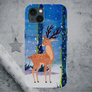 Magical Woodland Deer in een Snowy Forest Case-Mate iPhone Case