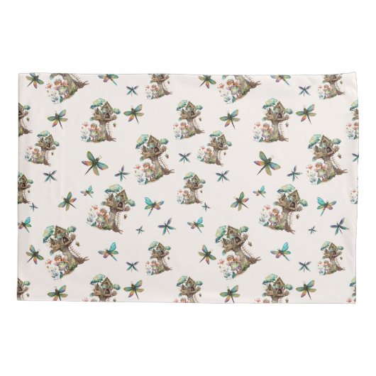 Magical Woodland Fairy Dragonfly Pattern Kussensloop (Achterkant)