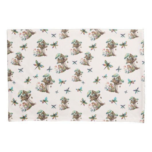 Magical Woodland Fairy Dragonfly Pattern Kussensloop (Voorkant)