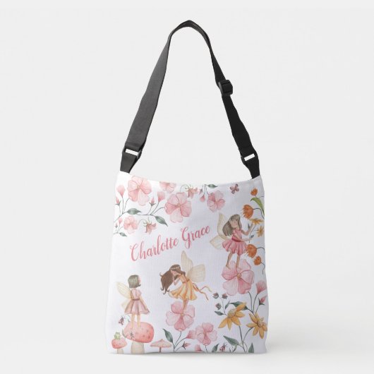 Magical Woodland Fairy & Whimsical Spring Flowers Crossbody Tas (Voorkant)