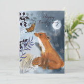 Magical Woodland Fox & Butterfly Thanksgiving Feestdagenkaart (Staand voorkant)
