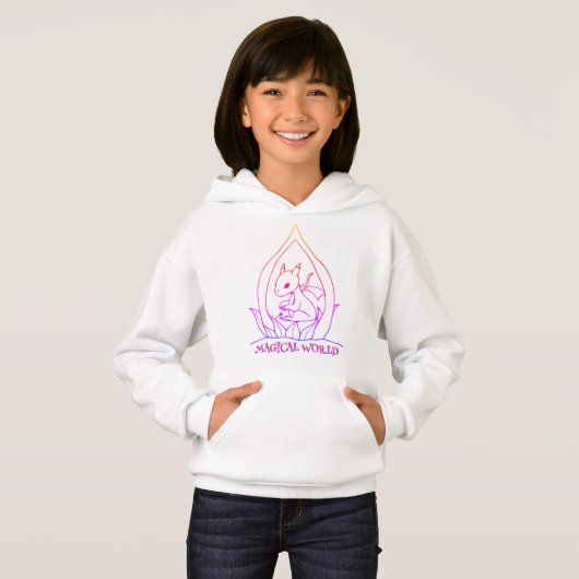 Magical World Kinder Hoodie – Schattigee Fantasy A (Voorkant volledig)