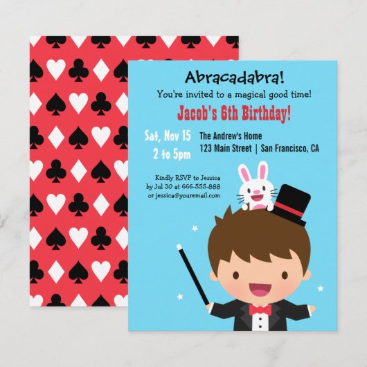 Magician Boy Kinder Magic Verjaardagsfeestje Kaart (Voorkant / Achterkant)