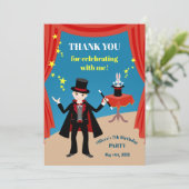 Magician Boy Show Verjaardagsfeestje Bedankkaart (Staand voorkant)