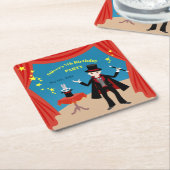 Magician Boy Show Verjaardagsfeestje Kartonnen Onderzetters (Schuin)