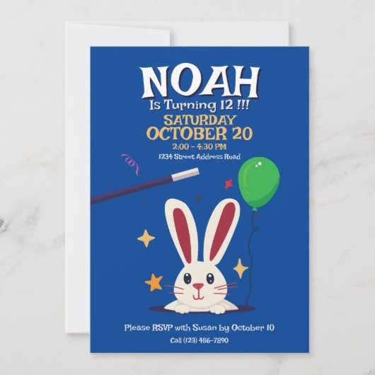 Magician Magic Show Verjaardagsfeestje Uitnodiging (Voorkant)