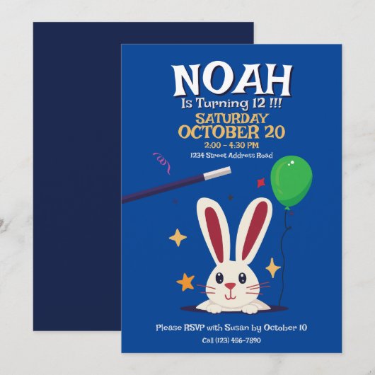 Magician Magic Show Verjaardagsfeestje Uitnodiging (Voorkant / Achterkant)