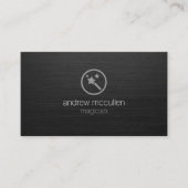 Magician Magic Wand Icon Donker Geborsteld Metaal Visitekaartje (Voorkant)