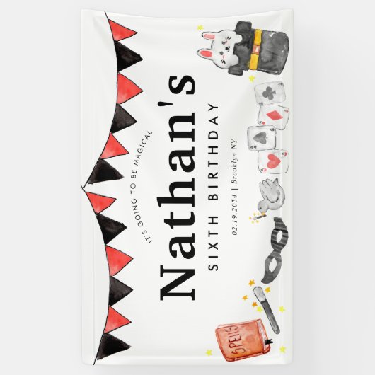 Magician Rabbit Wand Magic Show Verjaardagsfeest Spandoek (Verticaal)