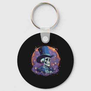 Magician Top Hat Stars Smoke Skull Halloween Sleutelhanger