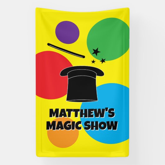 Magician wand and hat custom magic show banner (Verticaal)