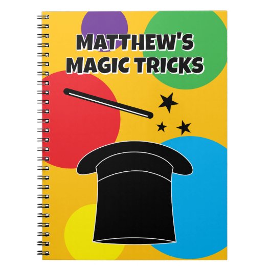 Magician wand and hat magic show personalized notitieboek (Voorkant)