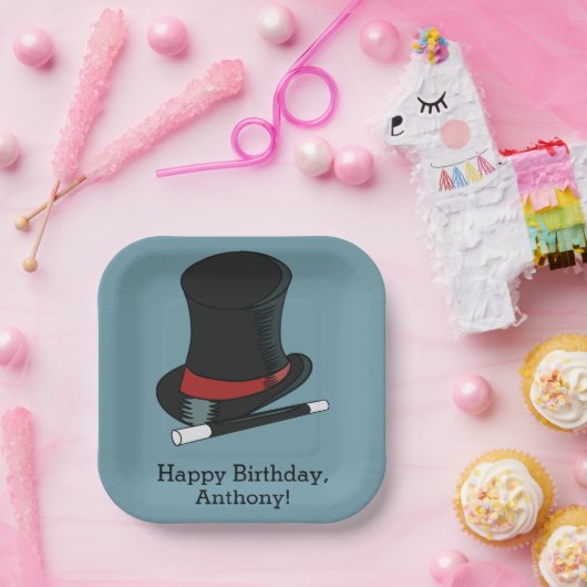 Magicians Pet Magic Show Birthday Party Papieren Bordje (Feest)