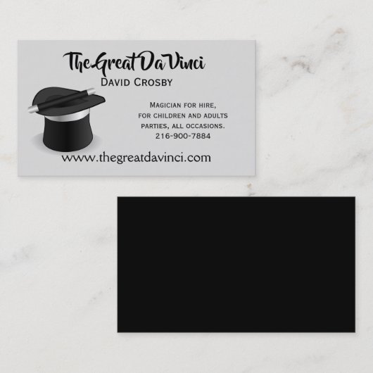 Magicians Top Hat Visitekaartje (Voorkant / Achterkant)