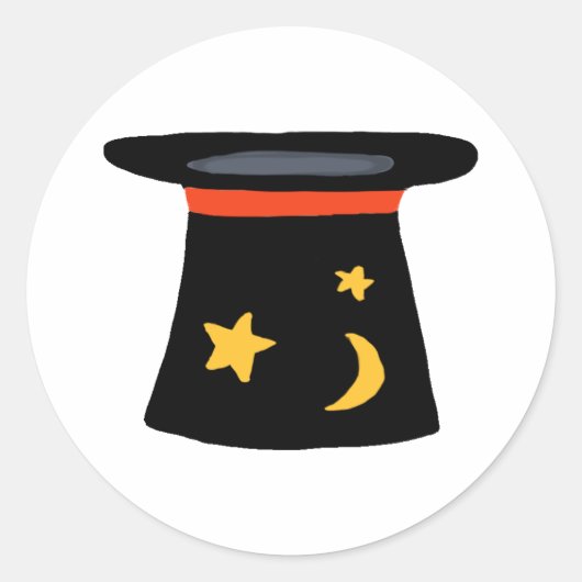 Magicians TopHat voor Magicland Party Thema Ronde Sticker (Voorkant)