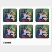 Magiciër die Konijnen uit een Pet haalt Vierkante Sticker (Vel)