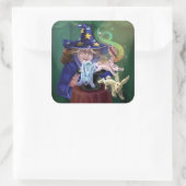 Magiciër die Konijnen uit een Pet haalt Vierkante Sticker (Tas)
