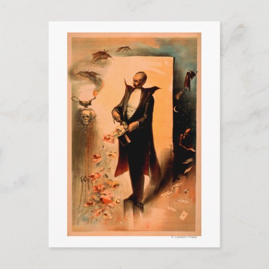 Magiciër die Rozen uit het Poster van het Pet haal Briefkaart (Voorkant)