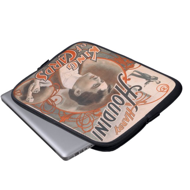Magiciër Harry Houdini de koning der kaarten Laptop Sleeve (Voorkant onderkant)