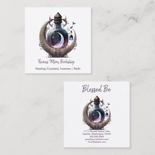 Magick Potion Fles Vierkante Visitekaartje (Voorkant / Achterkant)