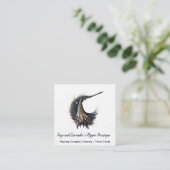 Magick Witch Broom Moon Square Visitekaartje (Staand voorkant)