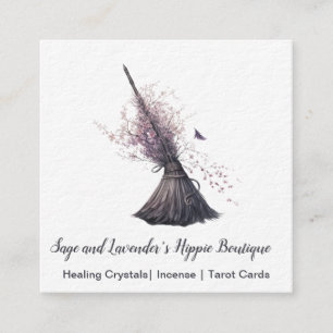 Magick Witch Broom Spring Blossom Vierkante Visitekaartje