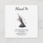 Magick Witch Broom Spring Blossom Vierkante Visitekaartje (Achterkant)