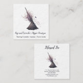 Magick Witch Broom Spring Blossom Vierkante Visitekaartje (Voorkant / Achterkant)