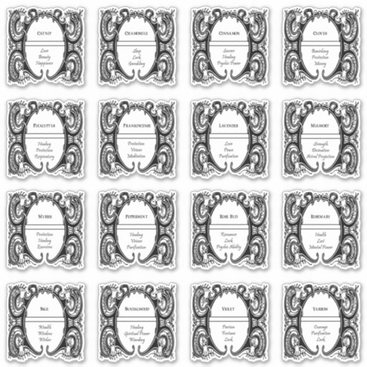  Magickal Kruiden Witchcraft Jar Labels (Voorkant)