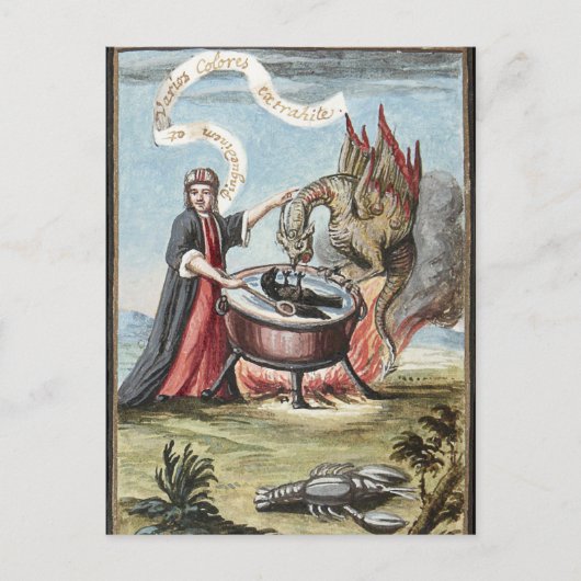 Magicus en Draak bij de Cauldron van Alchemy Briefkaart (Voorkant)