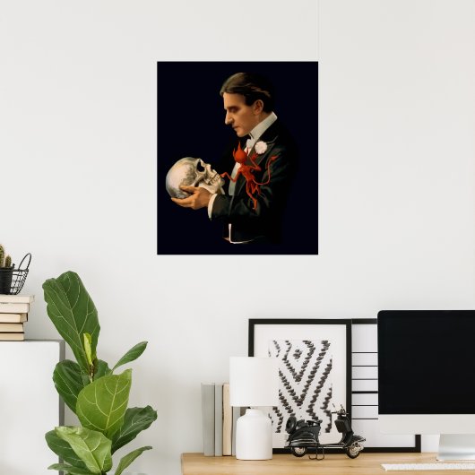 Magicus, Thurston Houdt een menselijke schedel va Poster (Thuiskantoor)