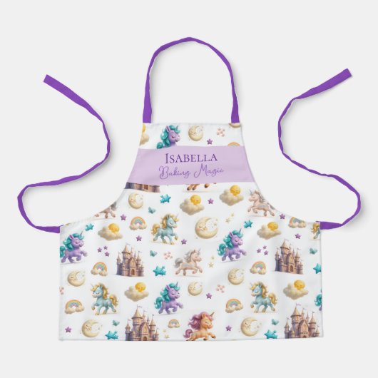 Magie bakken met eenhoorns en kastelen schort (Voorkant)