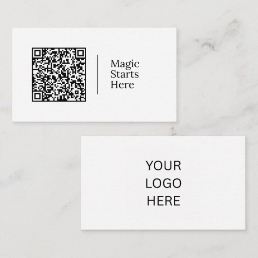 Magie begint hier | Aanpasbare QR-code en logo Visitekaartje (Voorkant / Achterkant)
