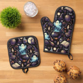 Magie en spreuken ovenwant & pannenlap set (Top down)