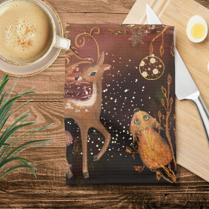 Magie gebeurt in de Keuken- Whimsical Kerstmis Theedoek