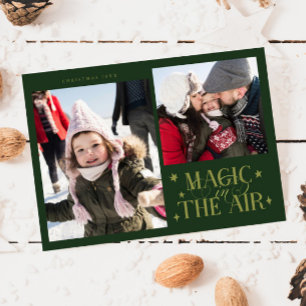 Magie in de lucht Groene Multi Photo Holiday Kaart