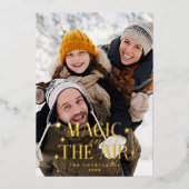 Magie in de lucht sterren familiefoto folie feestdagenkaart (Voorkant)