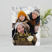 Magie in de lucht sterren familiefoto folie feestdagenkaart (Staand Voorkant)