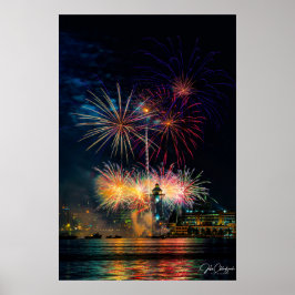 Magie in de Nacht — Erie's Hemel in Lichtervlam  Poster